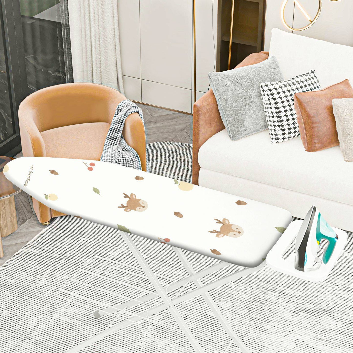 1-Piece Deer Fruit Nature  Ironing Board Cover, Universal Size, Without Board