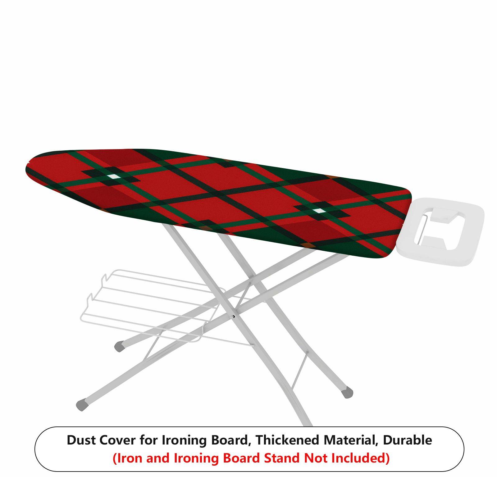 1-Piece Red Green Plaid Christmas  Ironing Board Cover, Universal Size, Without Board