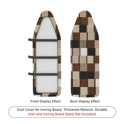 1-Piece Checkered Brown Black Beige  Ironing Board Cover, Universal Size, Without Board