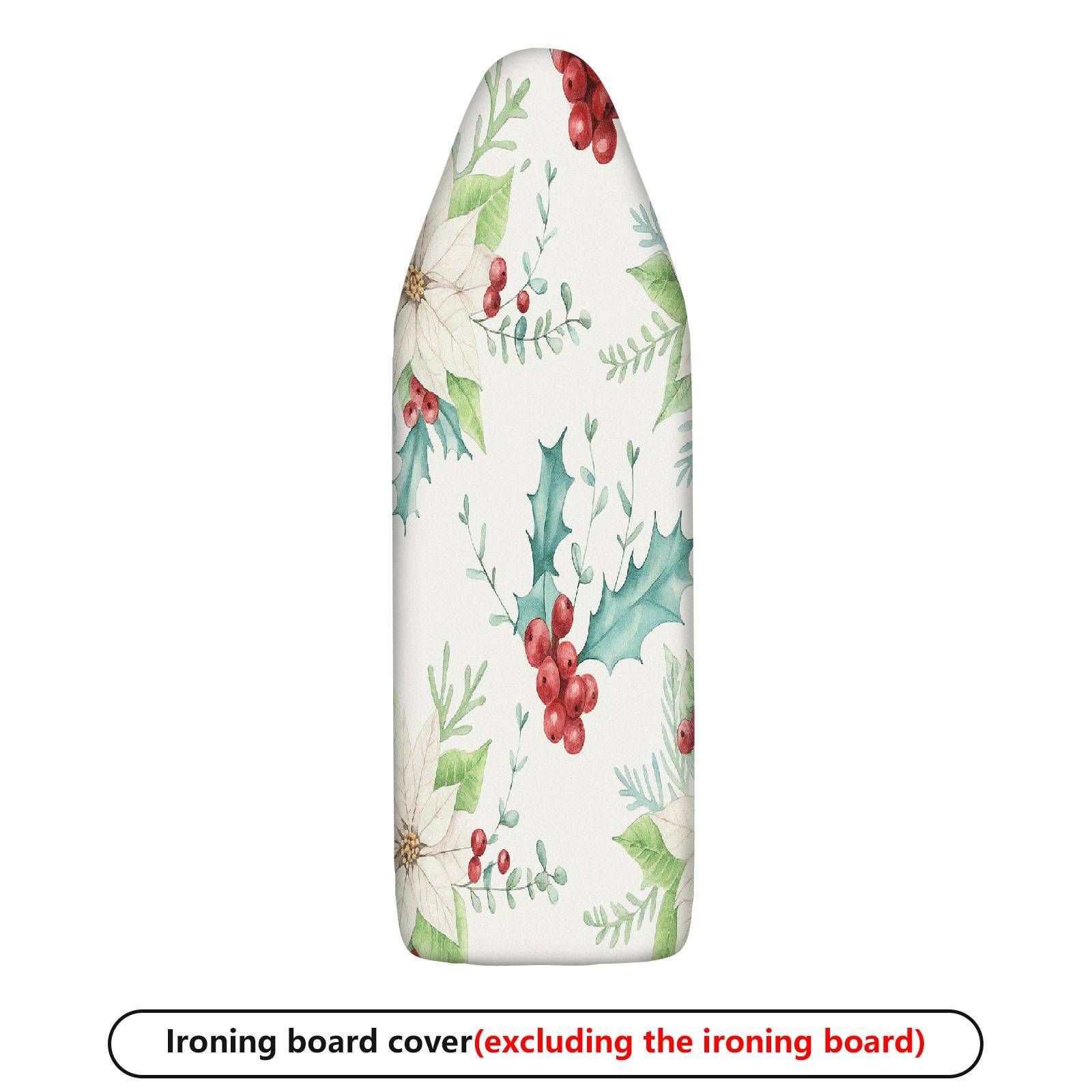 1-Piece Christmas Holly Poinsettia  Ironing Board Cover, Universal Size, Without Board