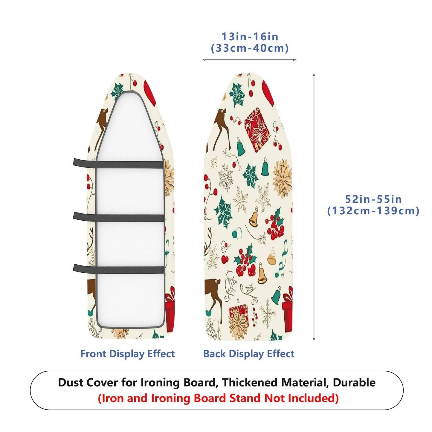 1-Piece Christmas Deer Bell  Ironing Board Cover, Universal Size, Without Board