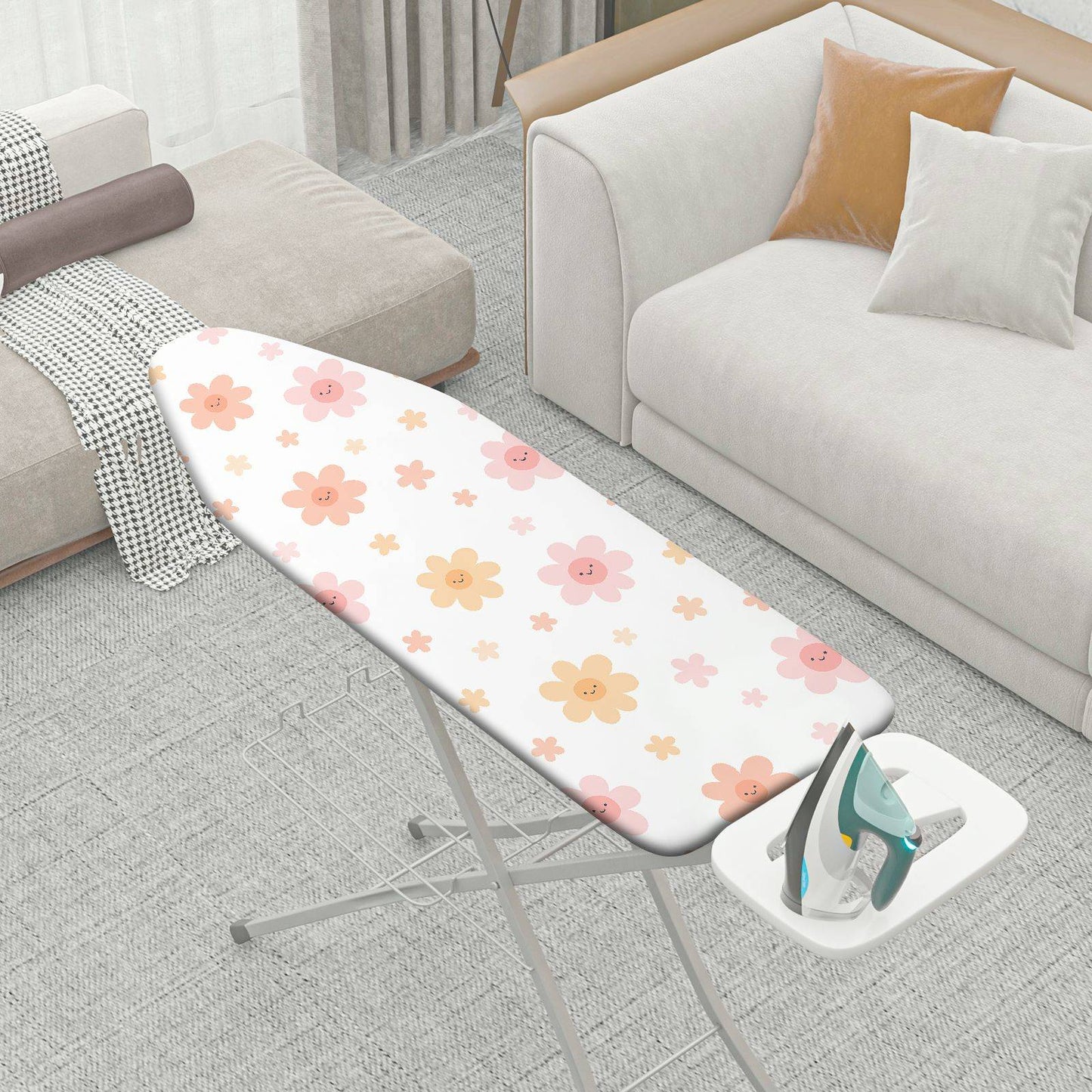 1-Piece Floral Pink Cute Patterns  Ironing Board Cover, Universal Size, Without Board