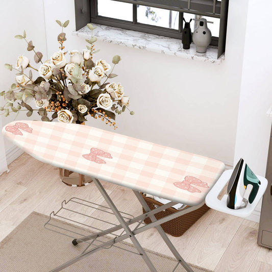 1-Piece Plaid Pink Bow  Ironing Board Cover, Universal Size, Without Board