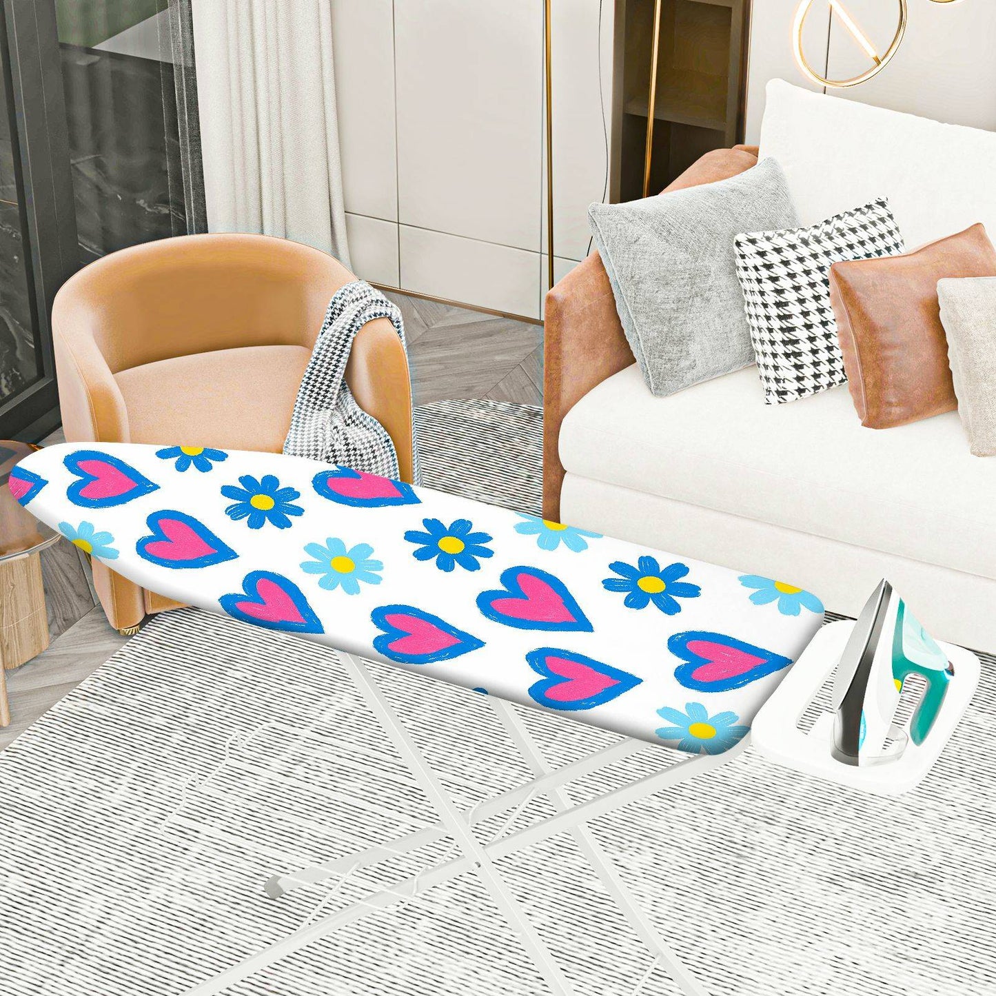 1-Piece Heart Floral Cute  Ironing Board Cover, Universal Size, Without Board