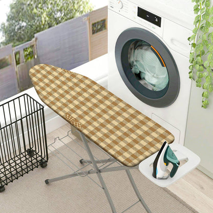 1-Piece Gingham Pattern Beige Checkered  Ironing Board Cover, Universal Size, Without Board