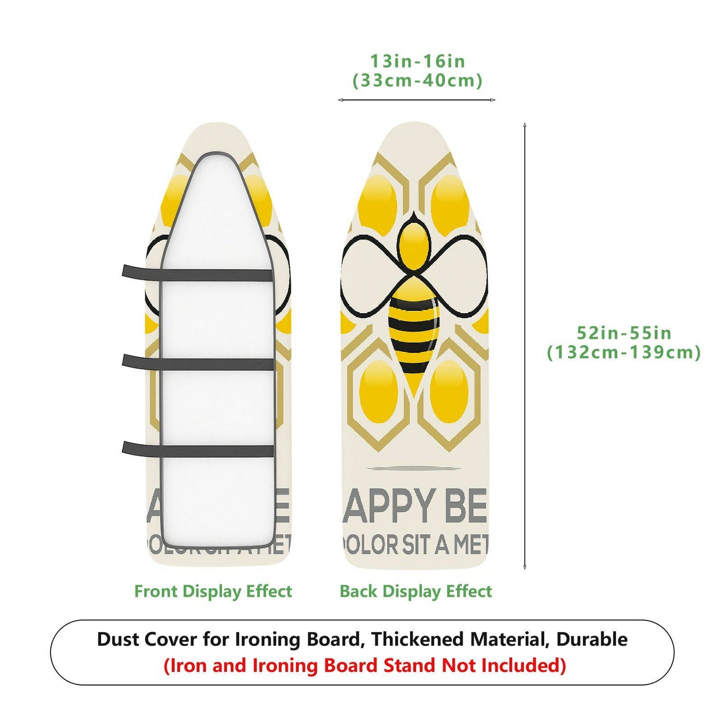1-Piece Yellow Bee Honeycomb Pattern  Ironing Board Cover, Universal Size, Without Board