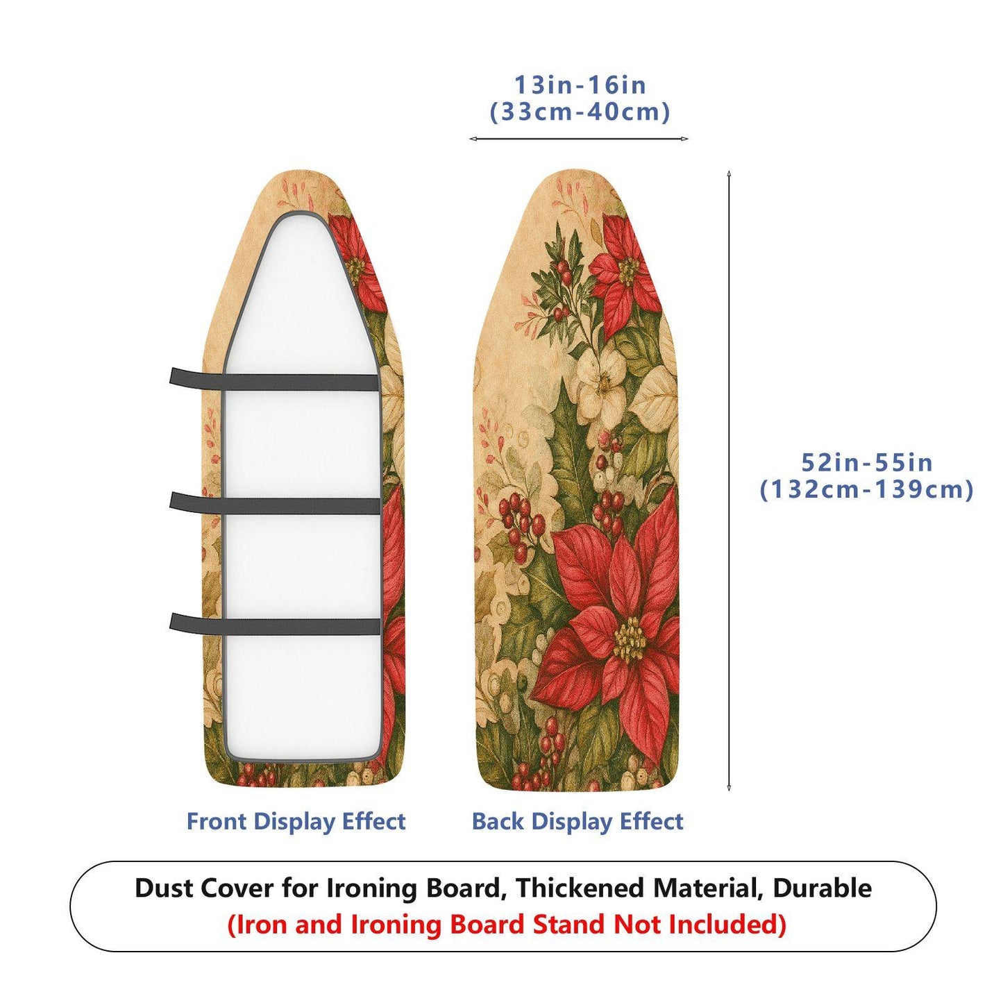 1-Piece Christmas Floral Festive  Ironing Board Cover, Universal Size, Without Board