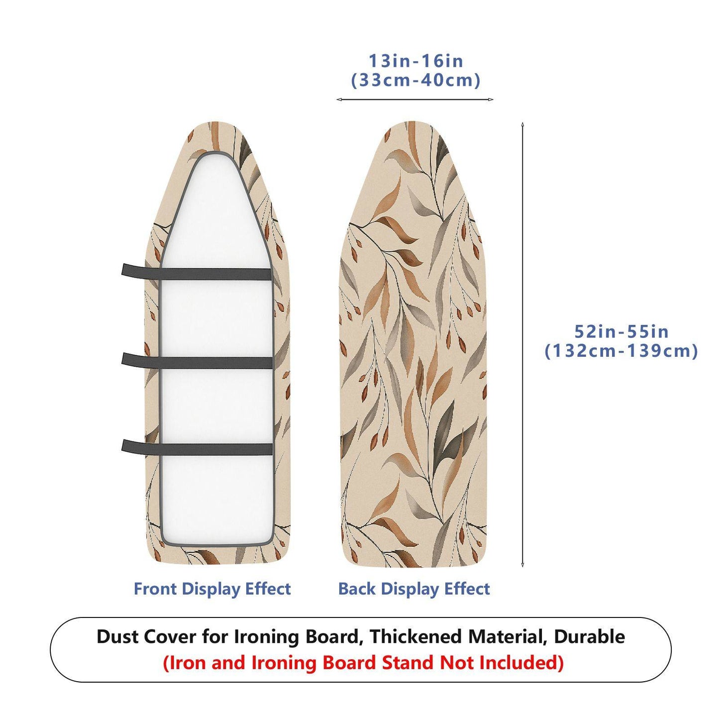1-Piece Leaf Pattern Brown Beige Abstract Design  Ironing Board Cover, Universal Size, Without Board