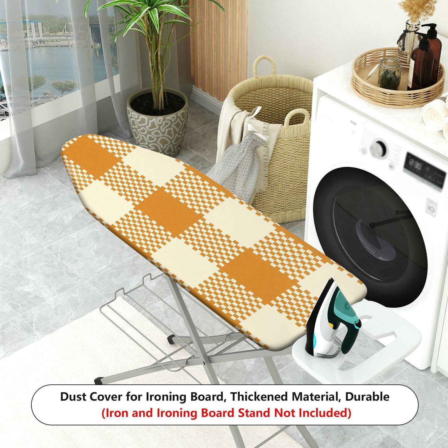 1-Piece Plaid Checkered Pattern Brown  Ironing Board Cover, Universal Size, Without Board