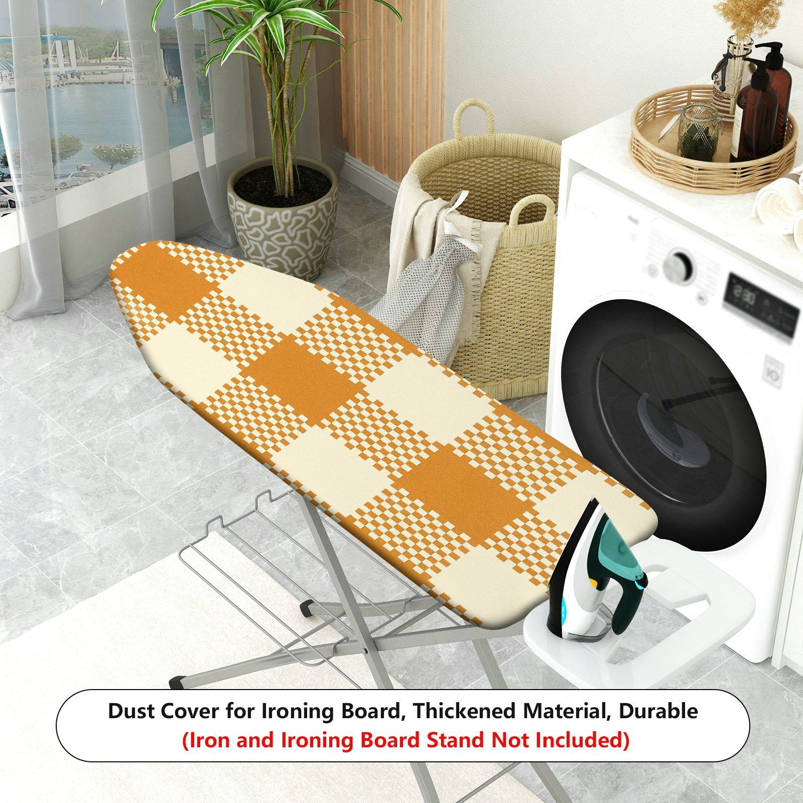 1-Piece Plaid Checkered Pattern Brown  Ironing Board Cover, Universal Size, Without Board