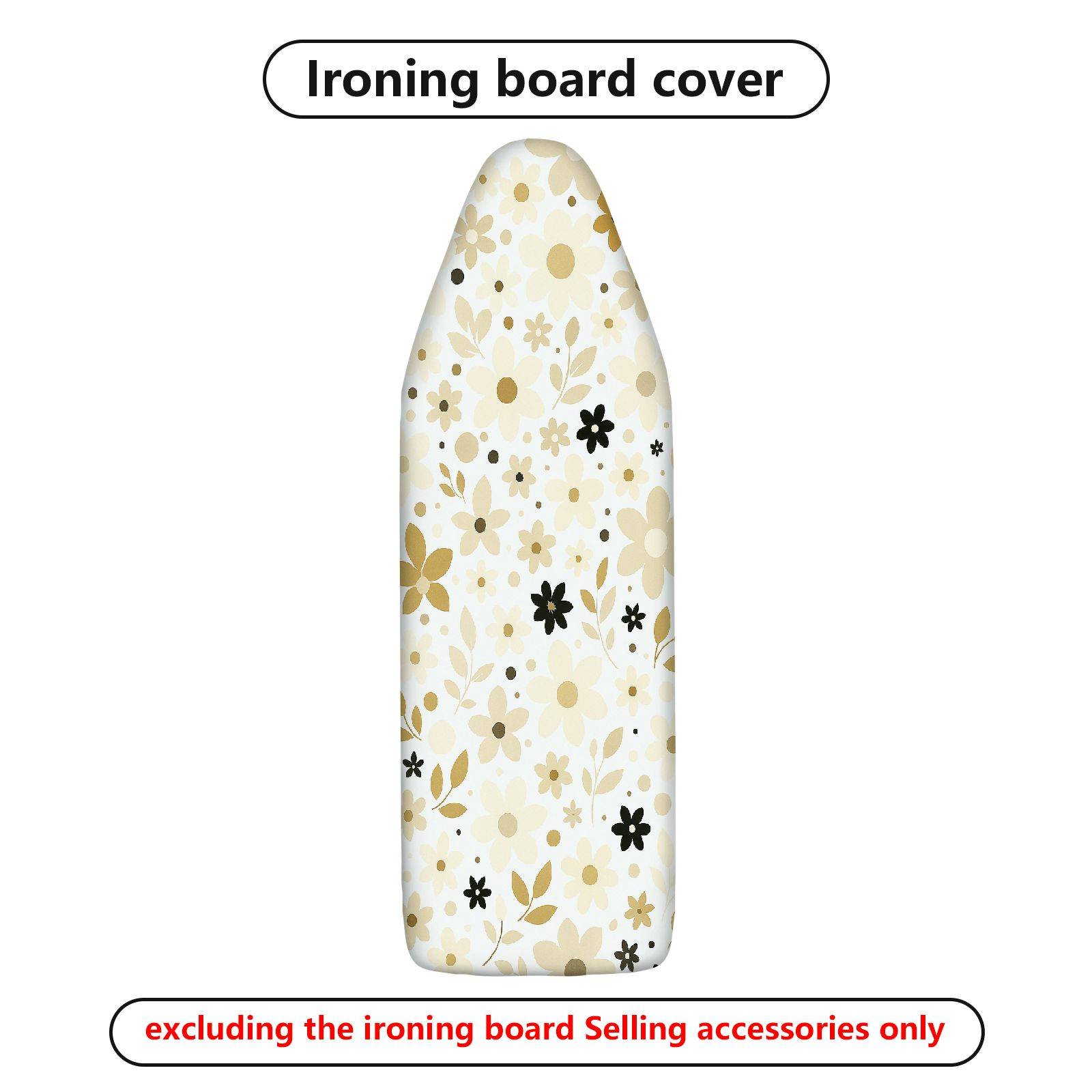 1-Piece Floral Leaf Pattern Beige Flowers  Ironing Board Cover, Universal Size, Without Board
