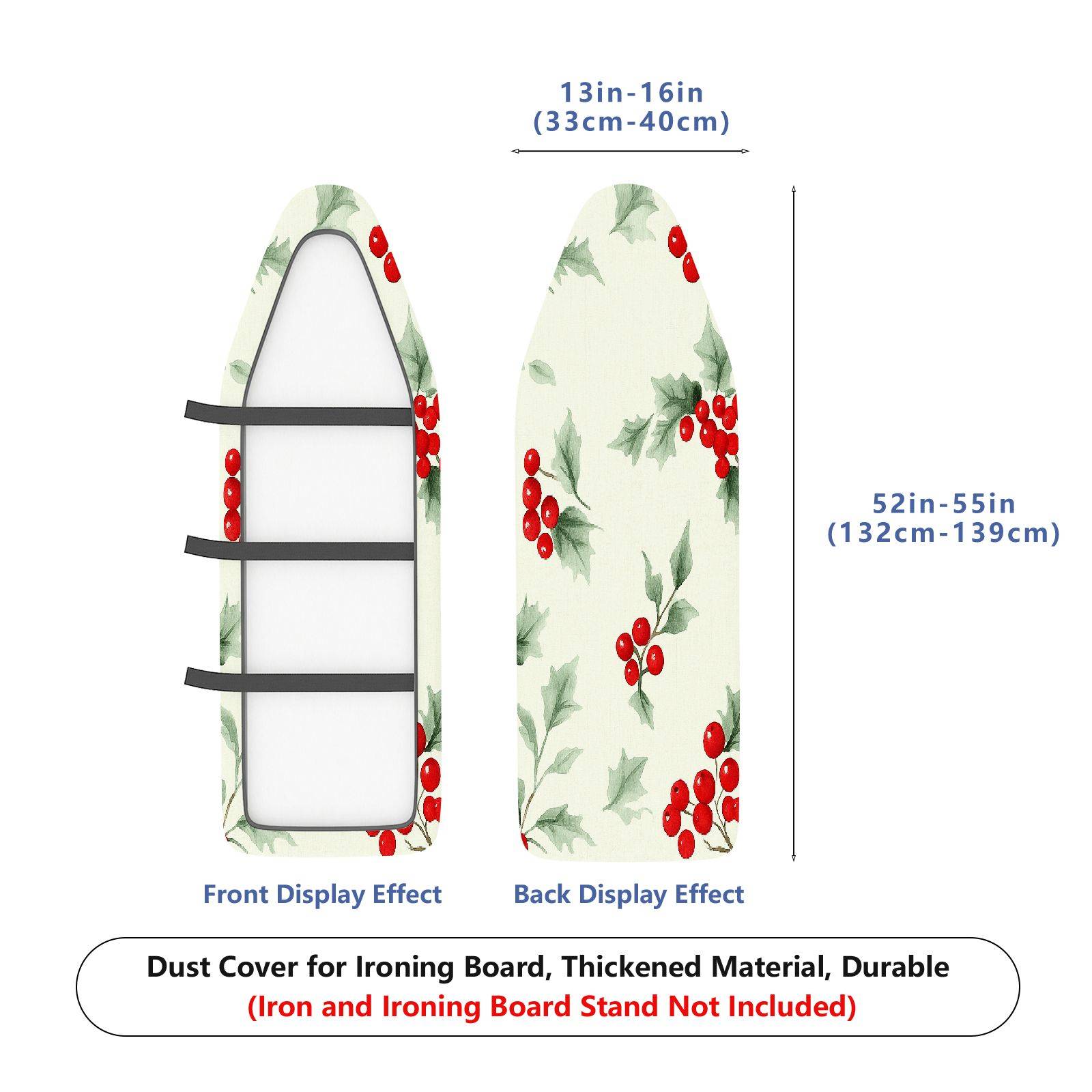 1-Piece Christmas Berry Holly  Ironing Board Cover, Universal Size, Without Board