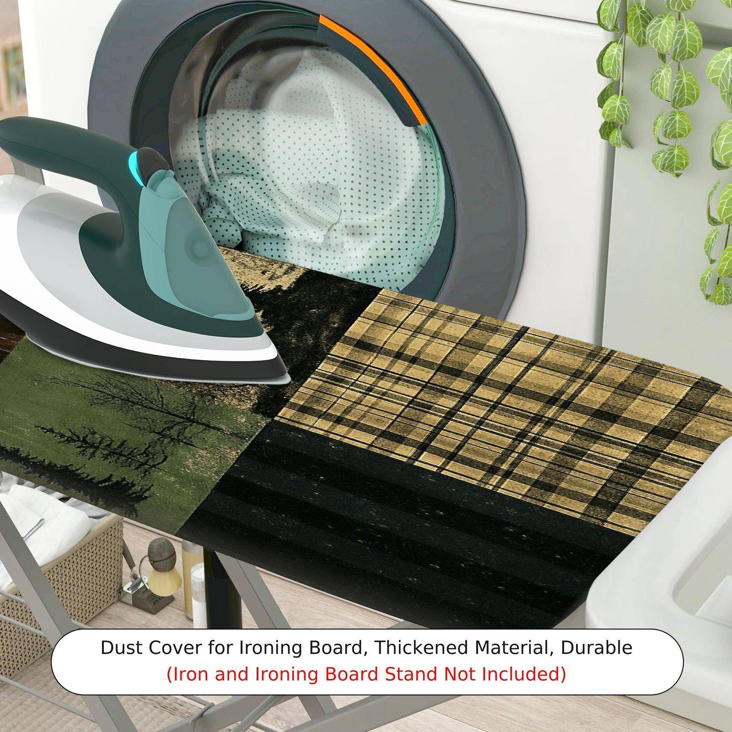 1-Piece Forest Deer Plaid  Ironing Board Cover, Universal Size, Without Board