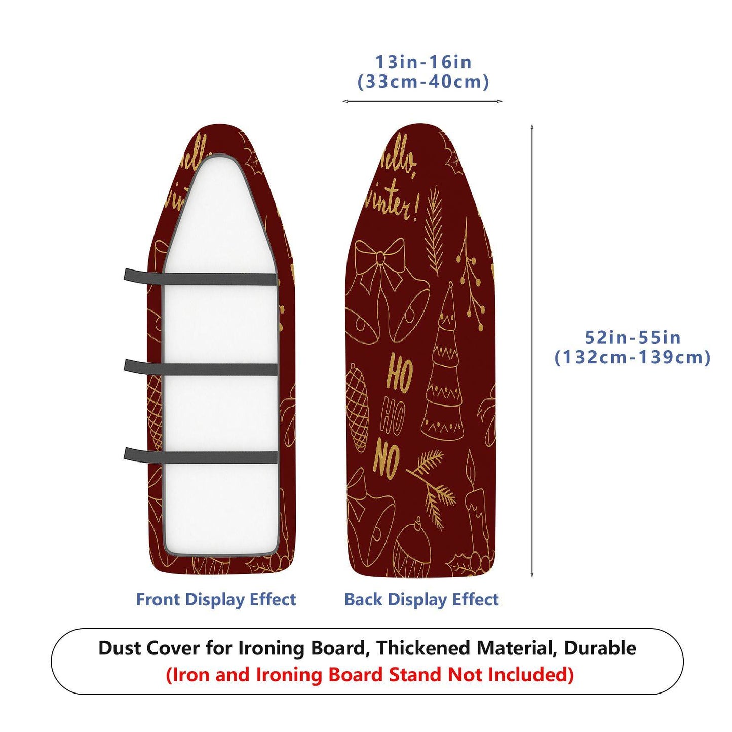 1-Piece Christmas Winter Bell  Ironing Board Cover, Universal Size, Without Board
