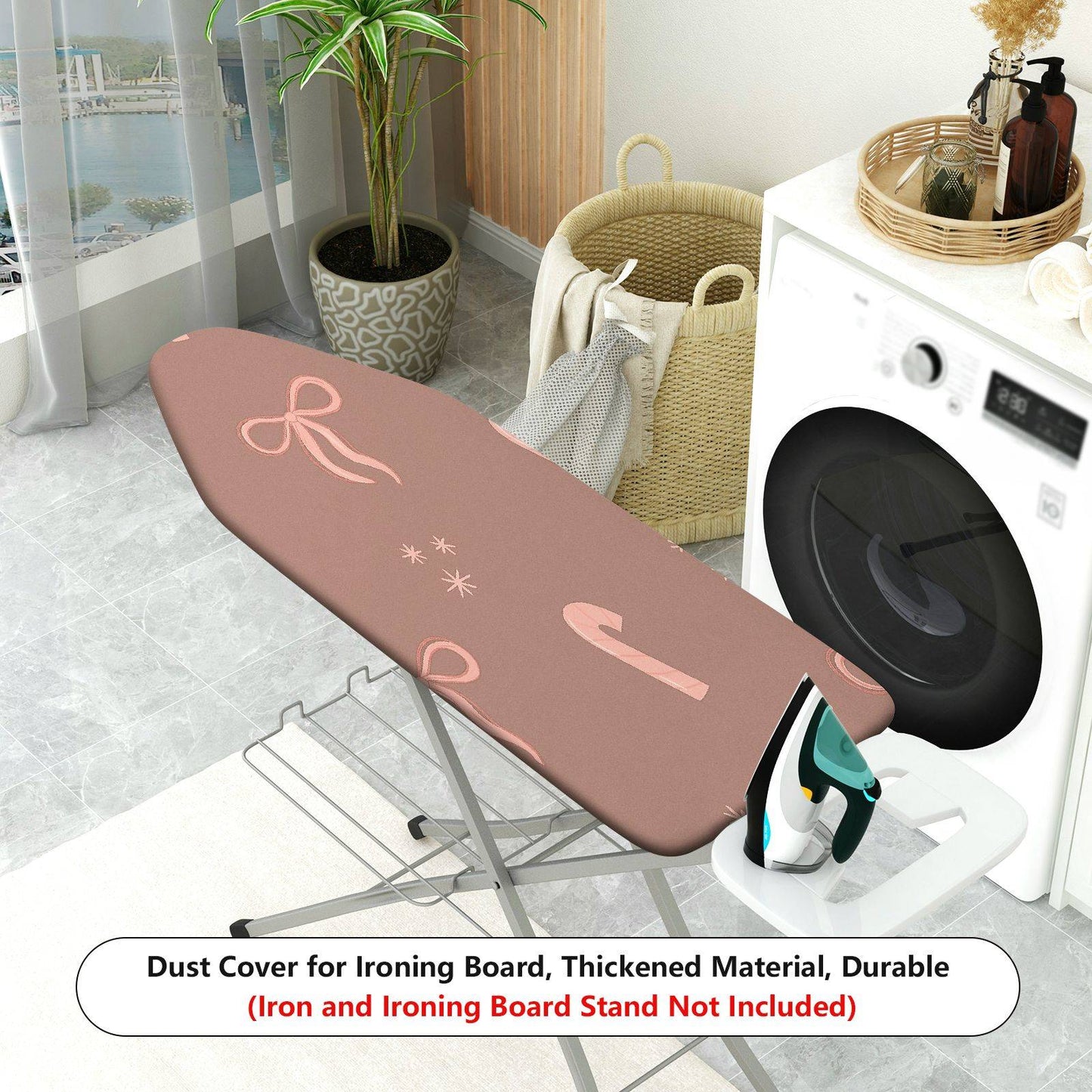 1-Piece Christmas Candy Cane Bow  Ironing Board Cover, Universal Size, Without Board