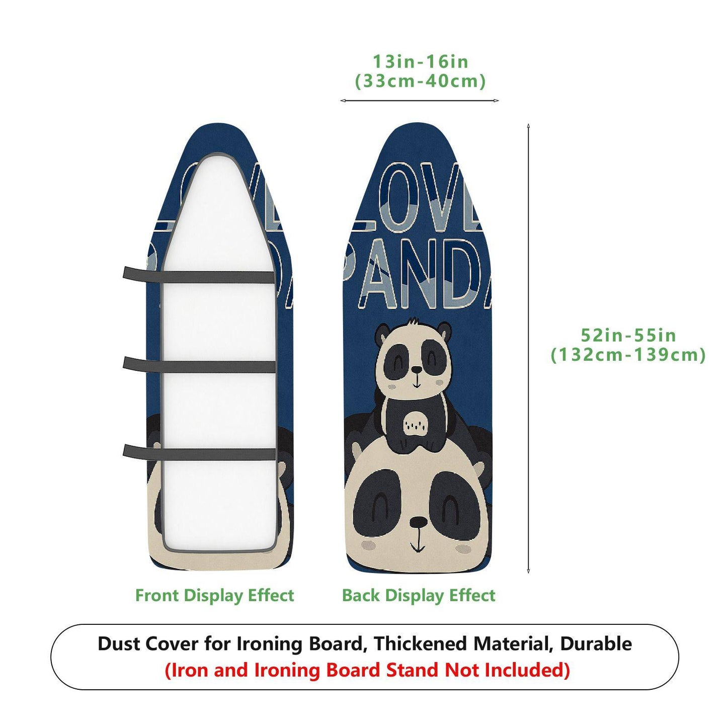 1-Piece Love Panda Blue Cute  Ironing Board Cover, Universal Size, Without Board