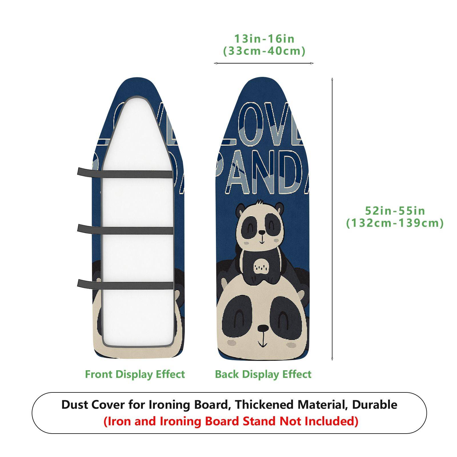 1-Piece Love Panda Blue Cute  Ironing Board Cover, Universal Size, Without Board