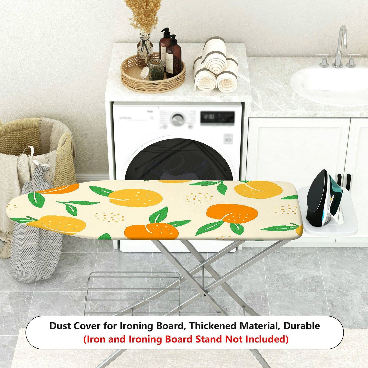 1-Piece Fruit Pattern Orange Leaf Print  Ironing Board Cover, Universal Size, Without Board