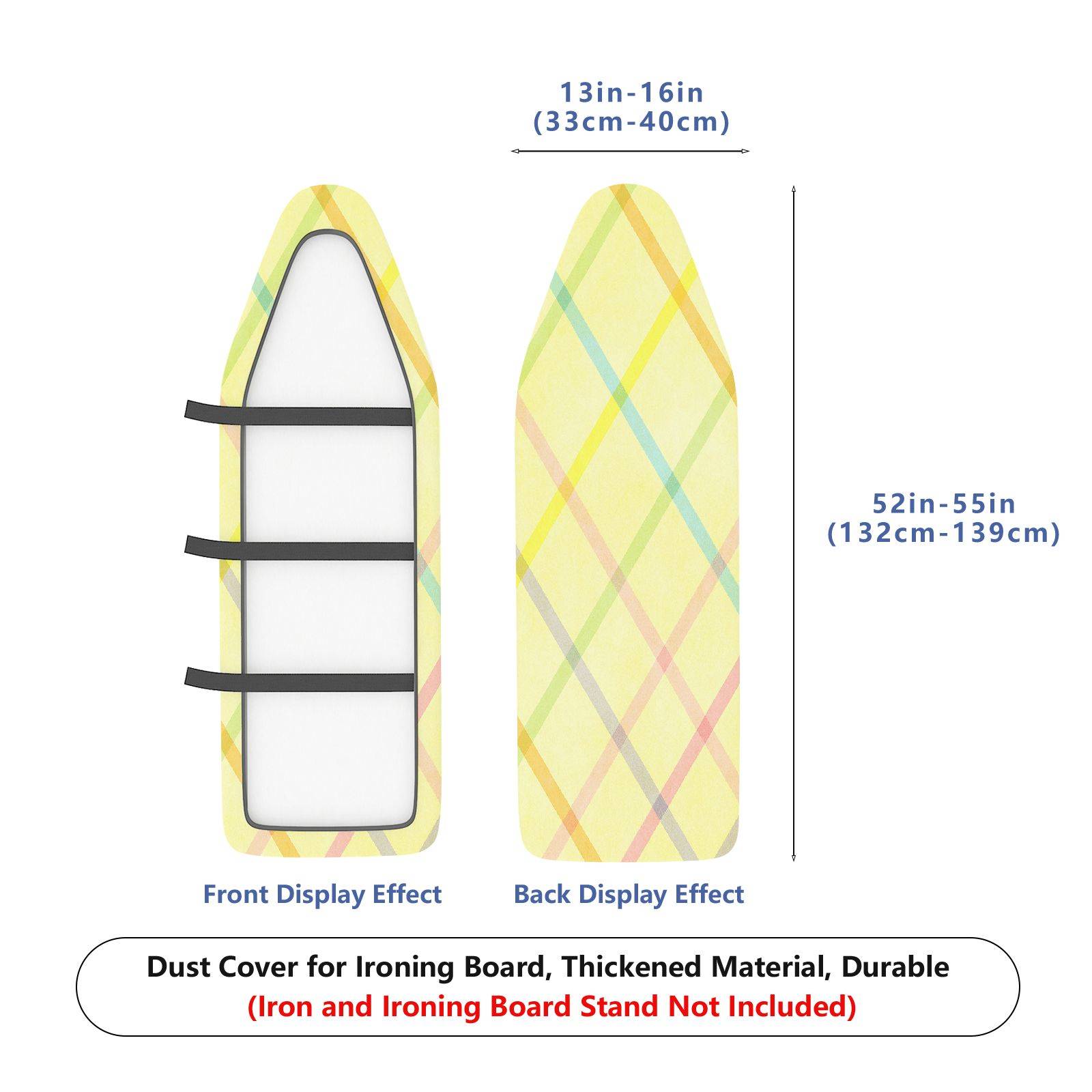 1-Piece Plaid Yellow Pastel  Ironing Board Cover, Universal Size, Without Board