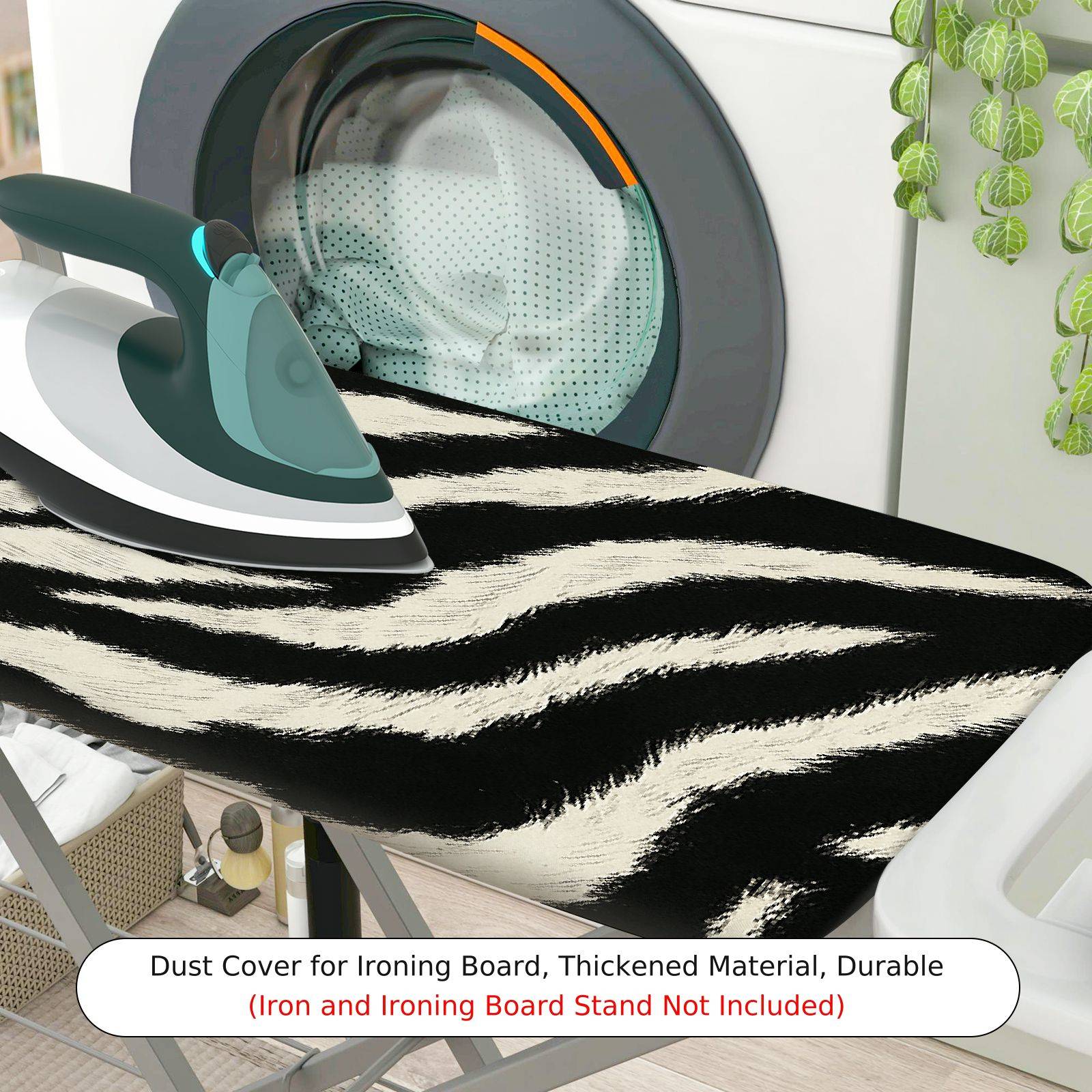 1-Piece Zebra Print Stripe Black White  Ironing Board Cover, Universal Size, Without Board