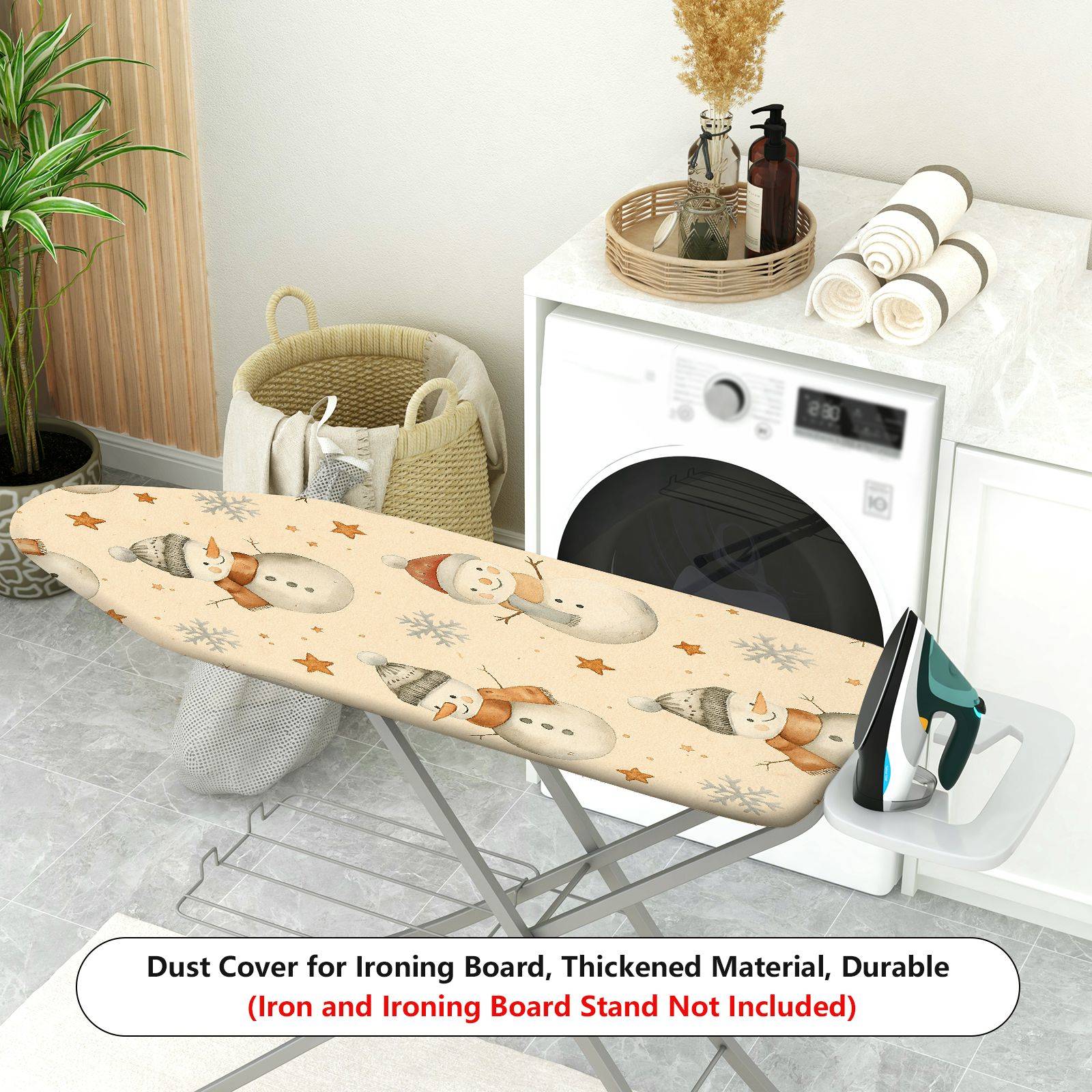 1-Piece Snowman Christmas Snowflake  Ironing Board Cover, Universal Size, Without Board