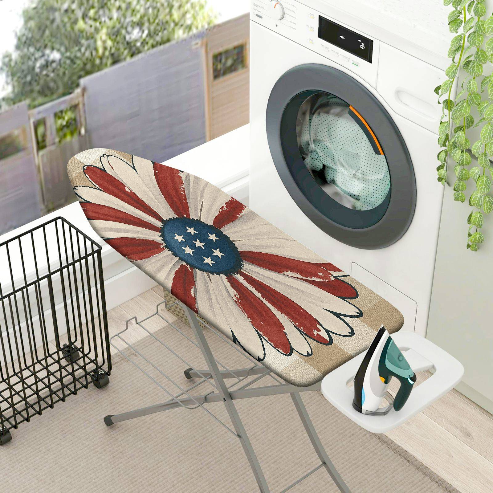 1-Piece American Star Flower Red  Ironing Board Cover, Universal Size, Without Board