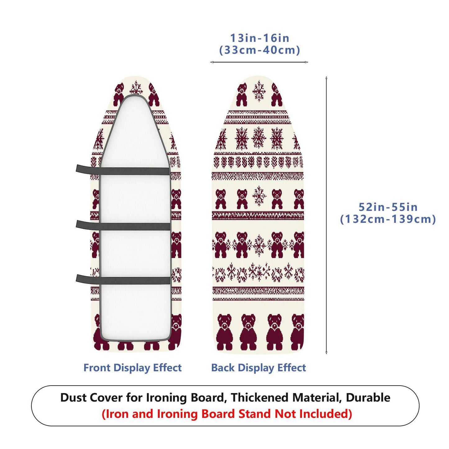 1-Piece Bear Snowflake Christmas  Ironing Board Cover, Universal Size, Without Board