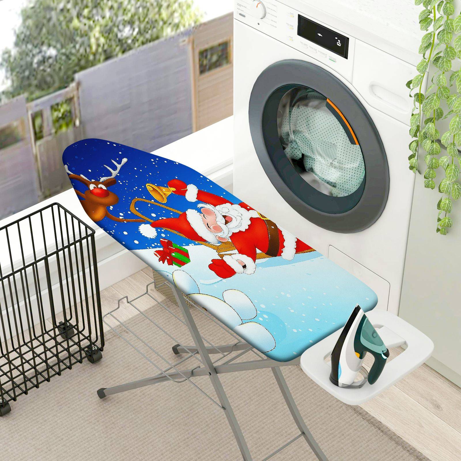 1-Piece Christmas Santa Reindeer Snow  Ironing Board Cover, Universal Size, Without Board