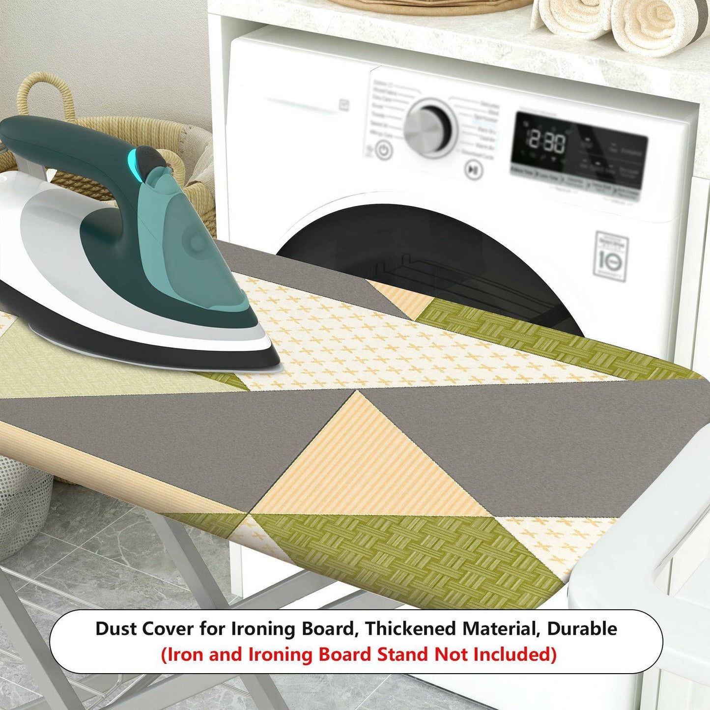 1-Piece Geometric Pattern Green Beige Gray  Ironing Board Cover, Universal Size, Without Board