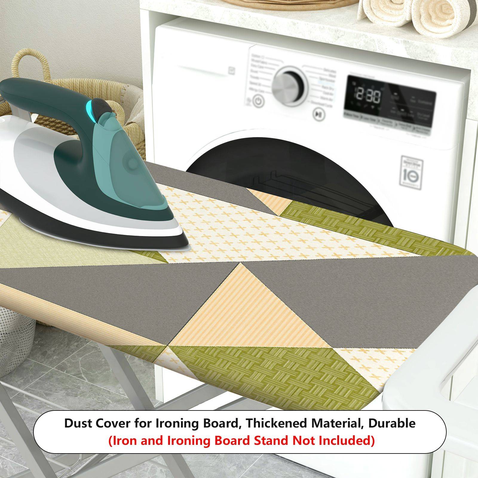 1-Piece Geometric Pattern Green Beige Gray  Ironing Board Cover, Universal Size, Without Board