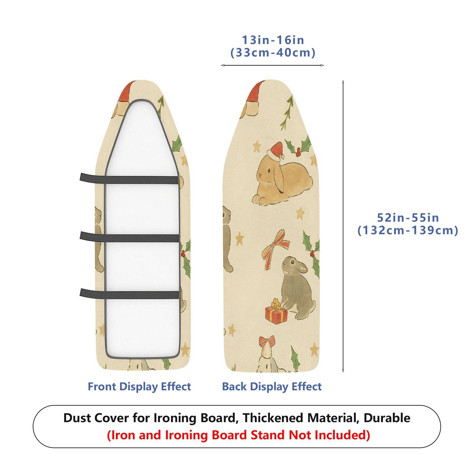 1-Piece Christmas Rabbit Gift  Ironing Board Cover, Universal Size, Without Board