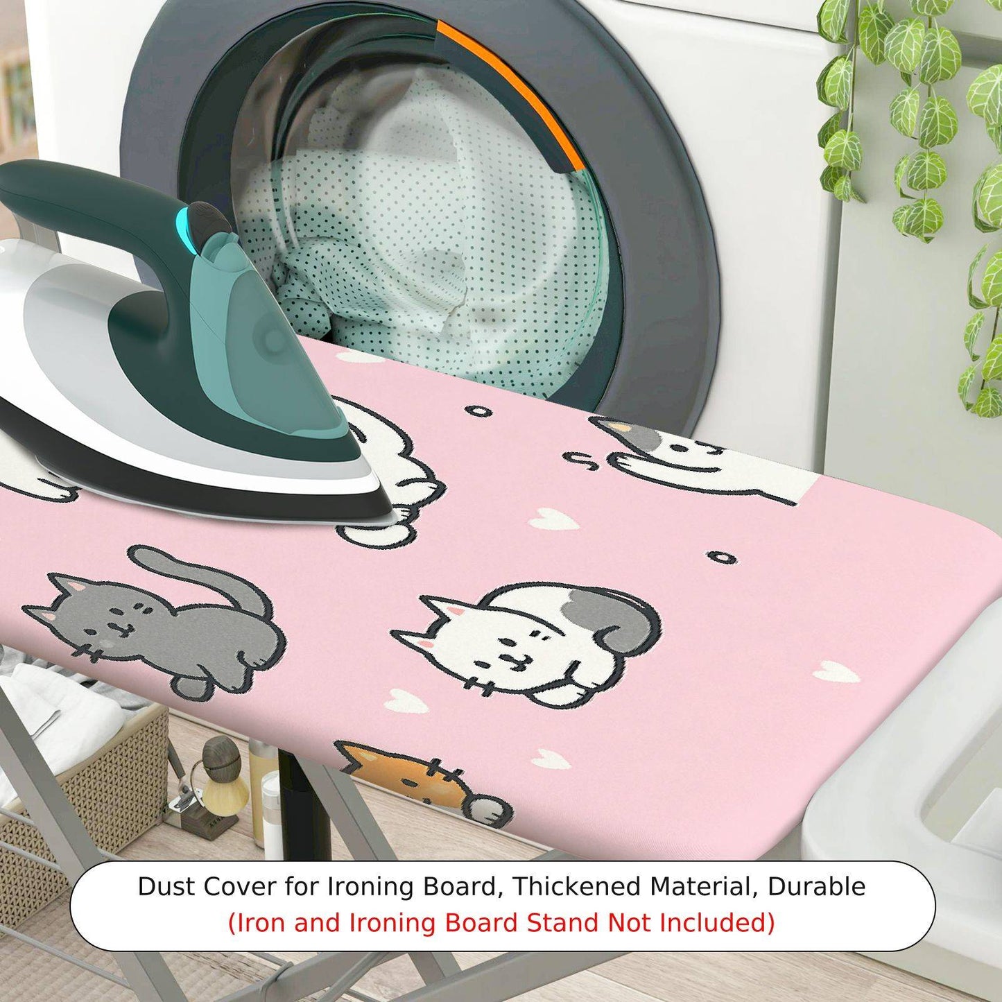 1-Piece Cute Cat Heart Pink  Ironing Board Cover, Universal Size, Without Board