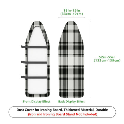 1-Piece Plaid Checked Pattern Black White  Ironing Board Cover, Universal Size, Without Board
