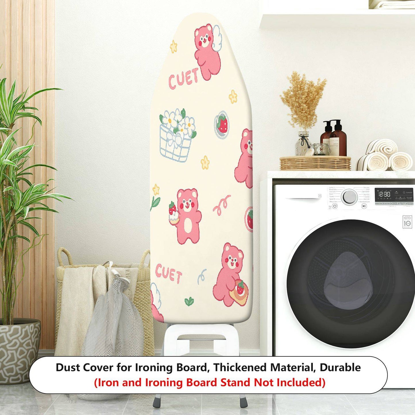 1-Piece Cute Bear Strawberry Floral  Ironing Board Cover, Universal Size, Without Board