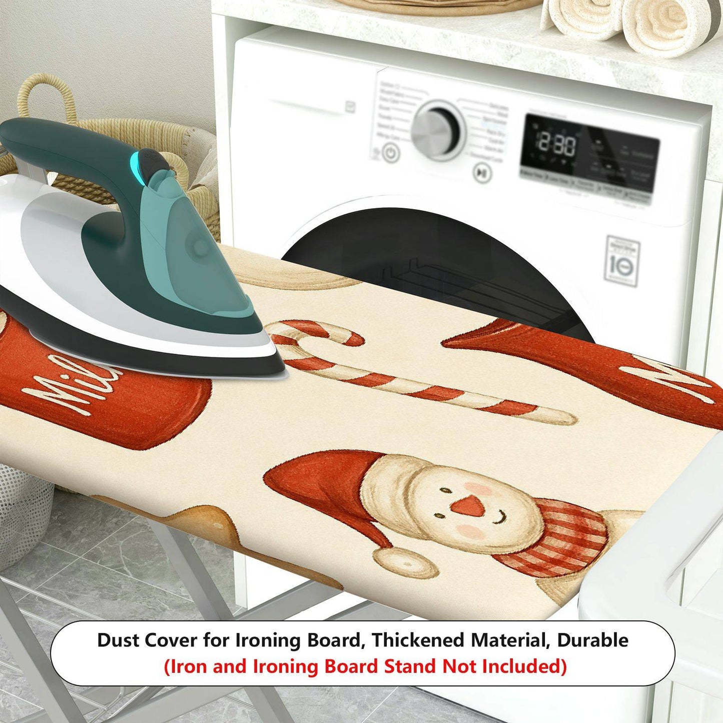 1-Piece Christmas Snowman Milk Cookies  Ironing Board Cover, Universal Size, Without Board
