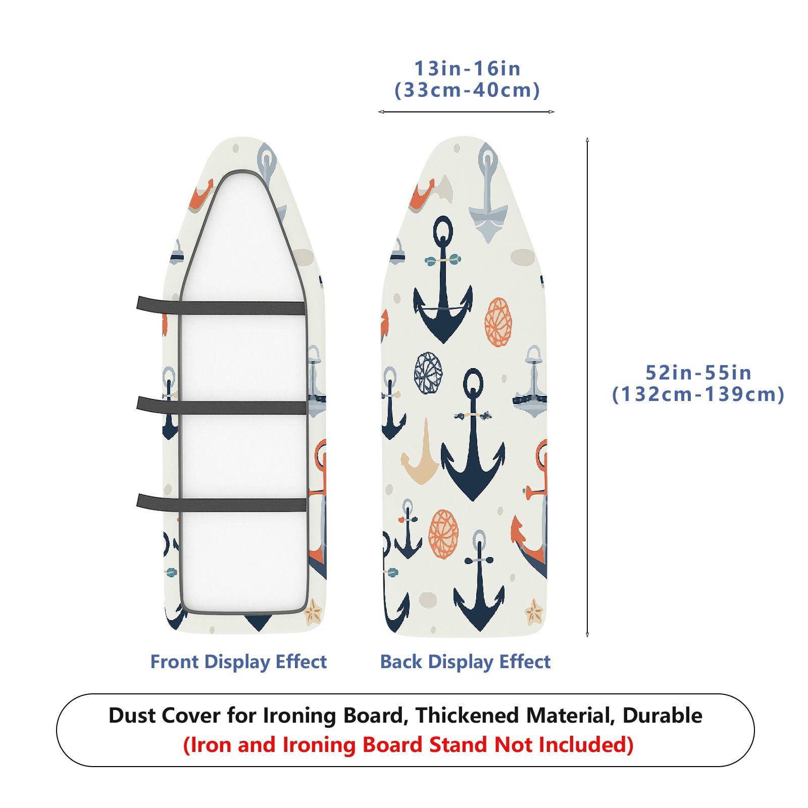 1-Piece anchor nautical ocean  Ironing Board Cover, Universal Size, Without Board