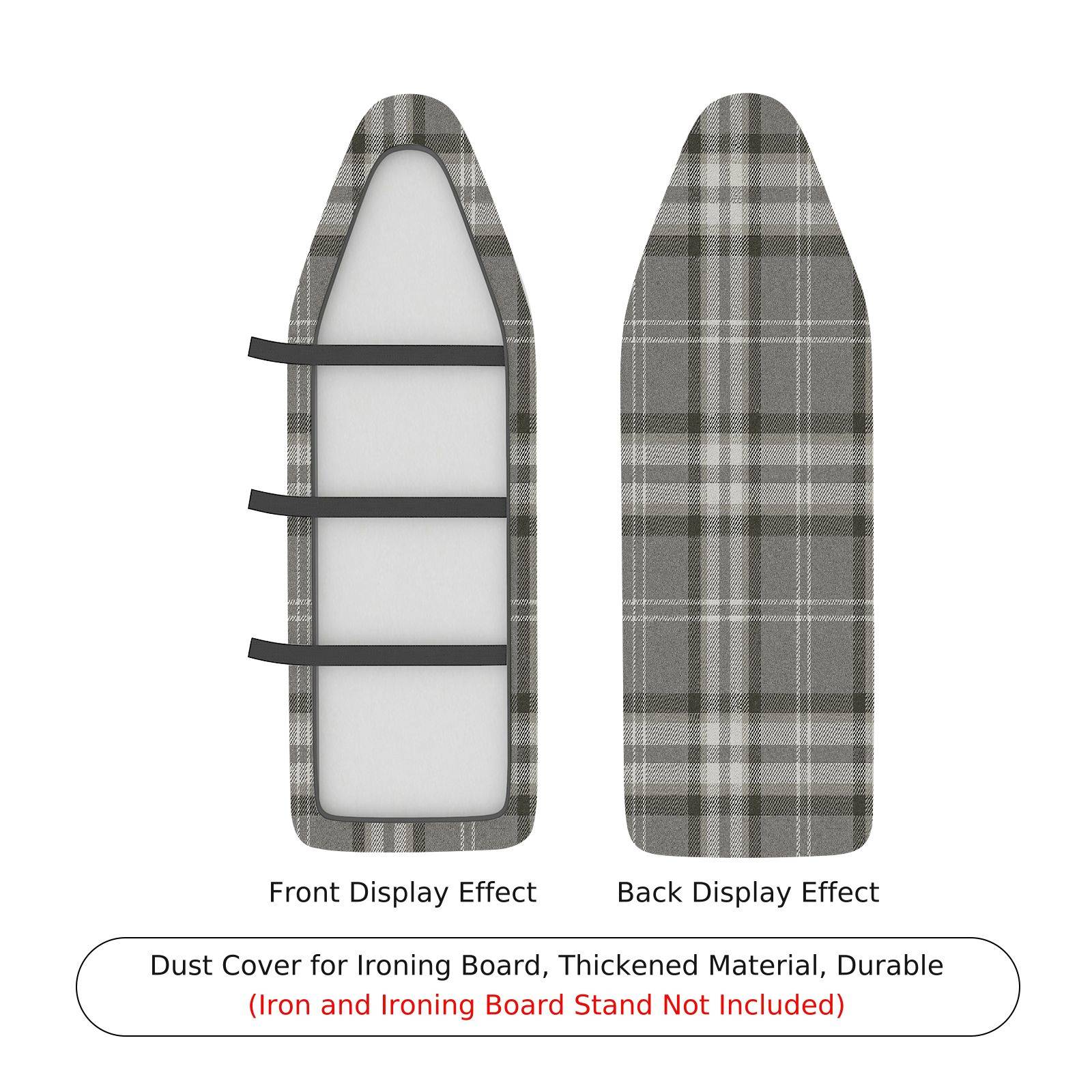 1-Piece Plaid Checkered Gray  Ironing Board Cover, Universal Size, Without Board