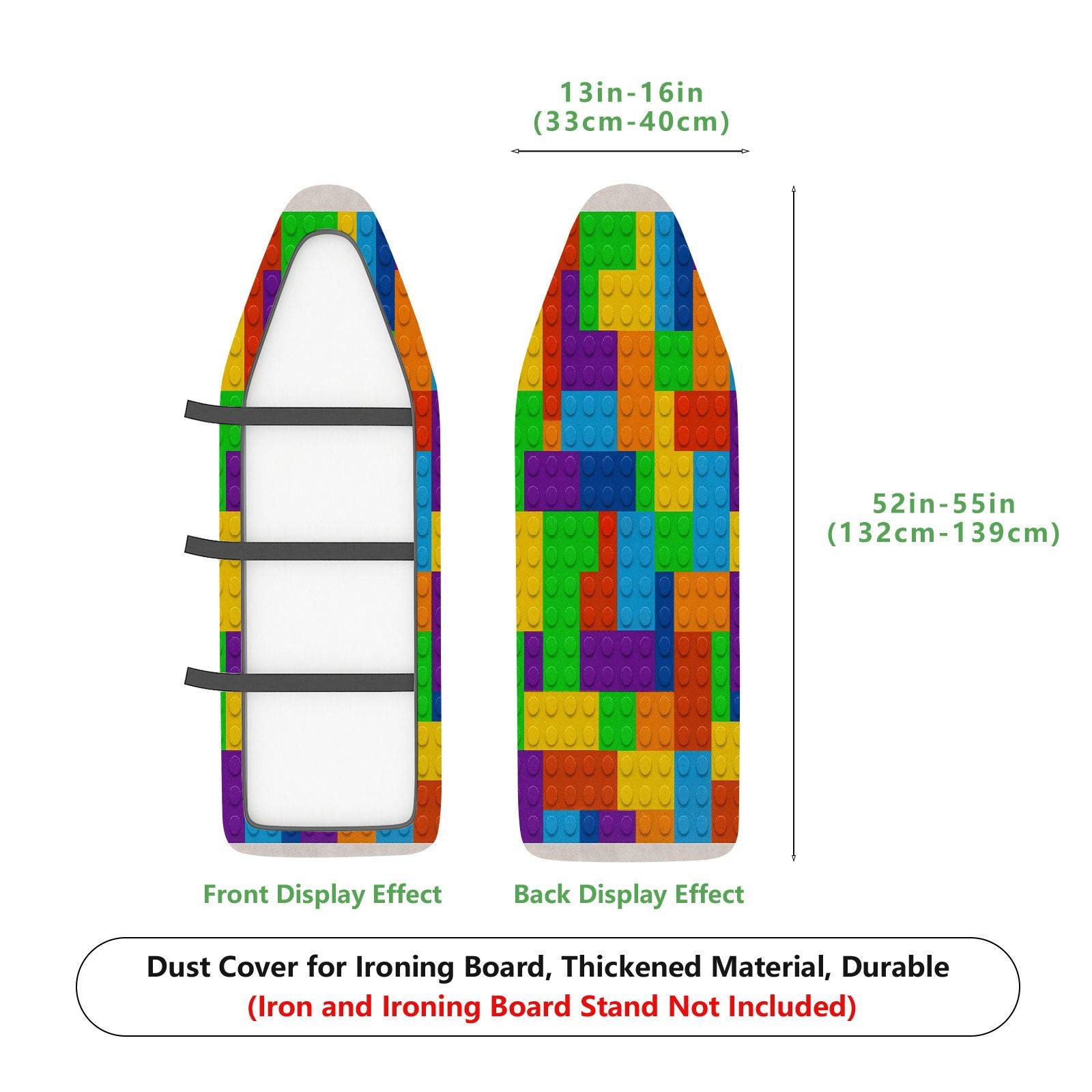 1-Piece Colorful Brick Pattern Fun Vibrant  Ironing Board Cover, Universal Size, Without Board