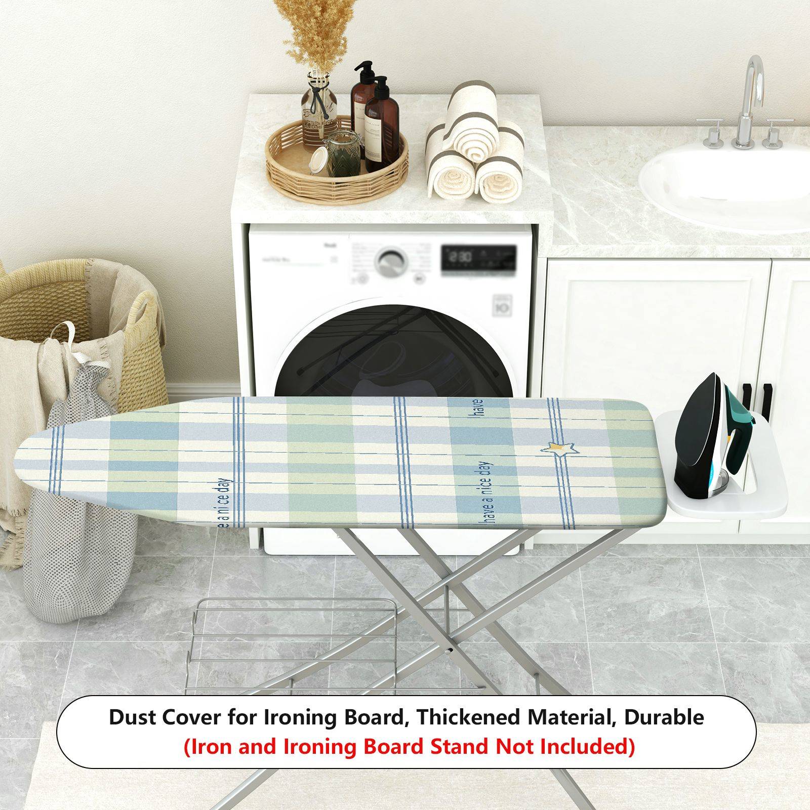 1-Piece Plaid Star Nice Day  Ironing Board Cover, Universal Size, Without Board