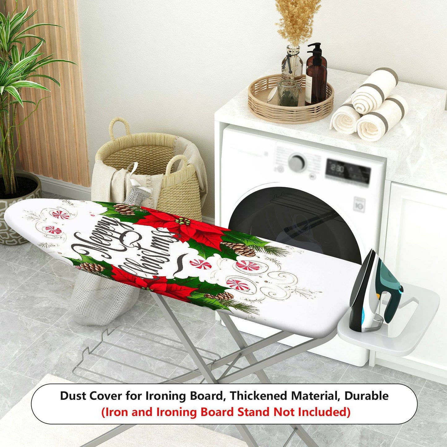 1-Piece Christmas Poinsettia Pinecone  Ironing Board Cover, Universal Size, Without Board