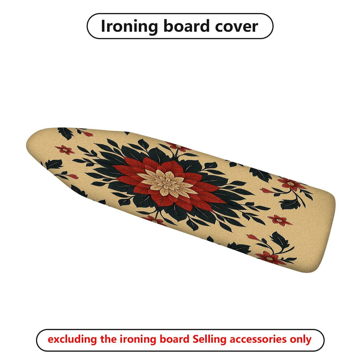 1-Piece Floral Red Beige Black  Ironing Board Cover, Universal Size, Without Board