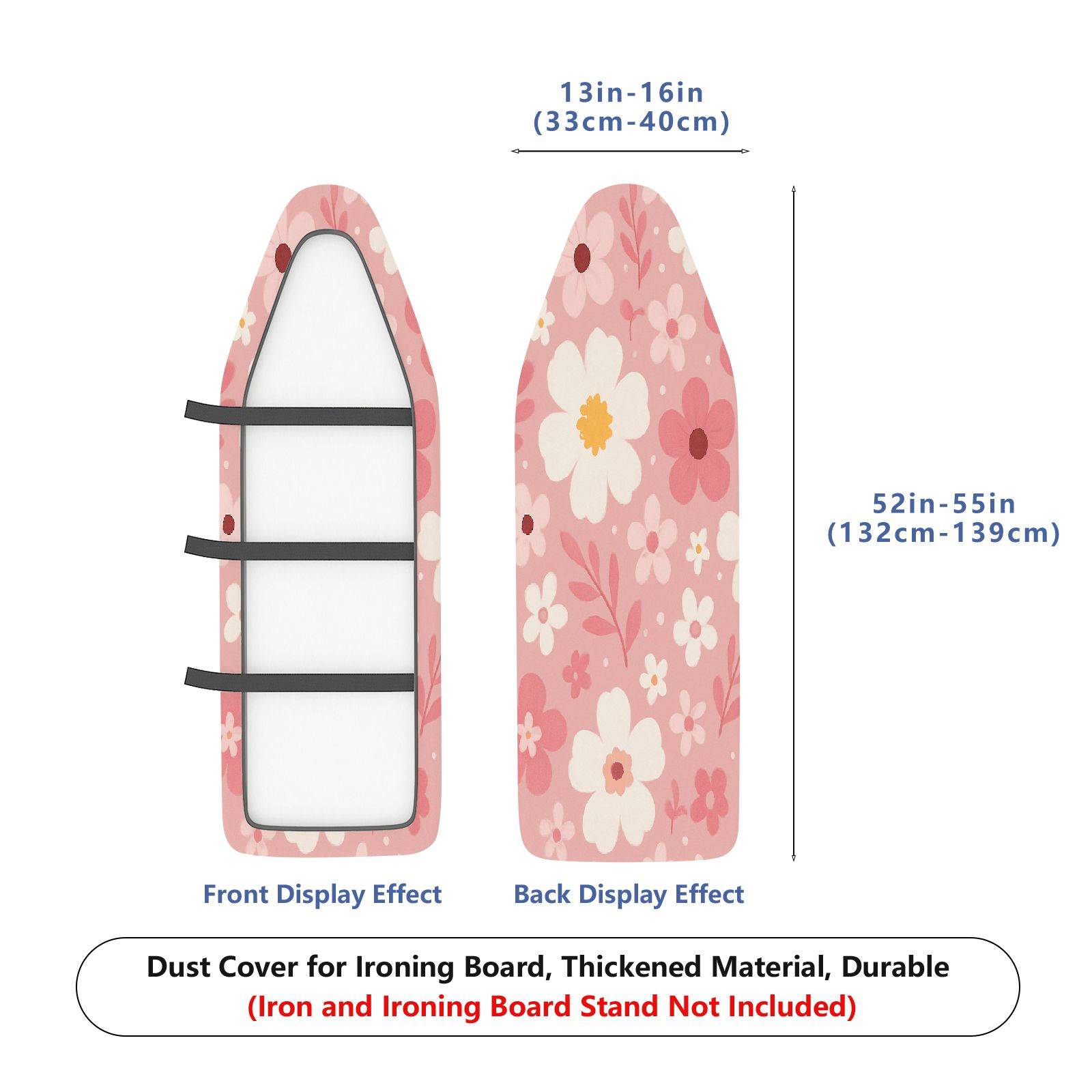 1-Piece Floral Pink Pattern Cute  Ironing Board Cover, Universal Size, Without Board
