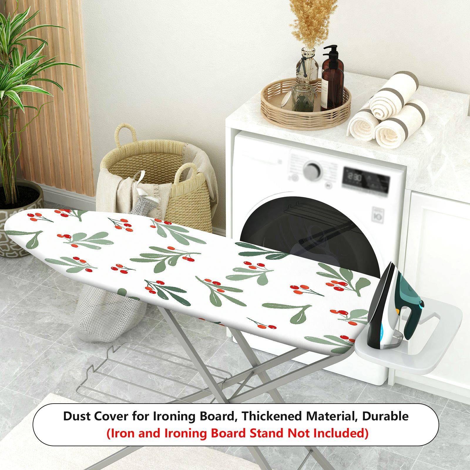1-Piece Berry Leaf Pattern Christmas Decorative  Ironing Board Cover, Universal Size, Without Board