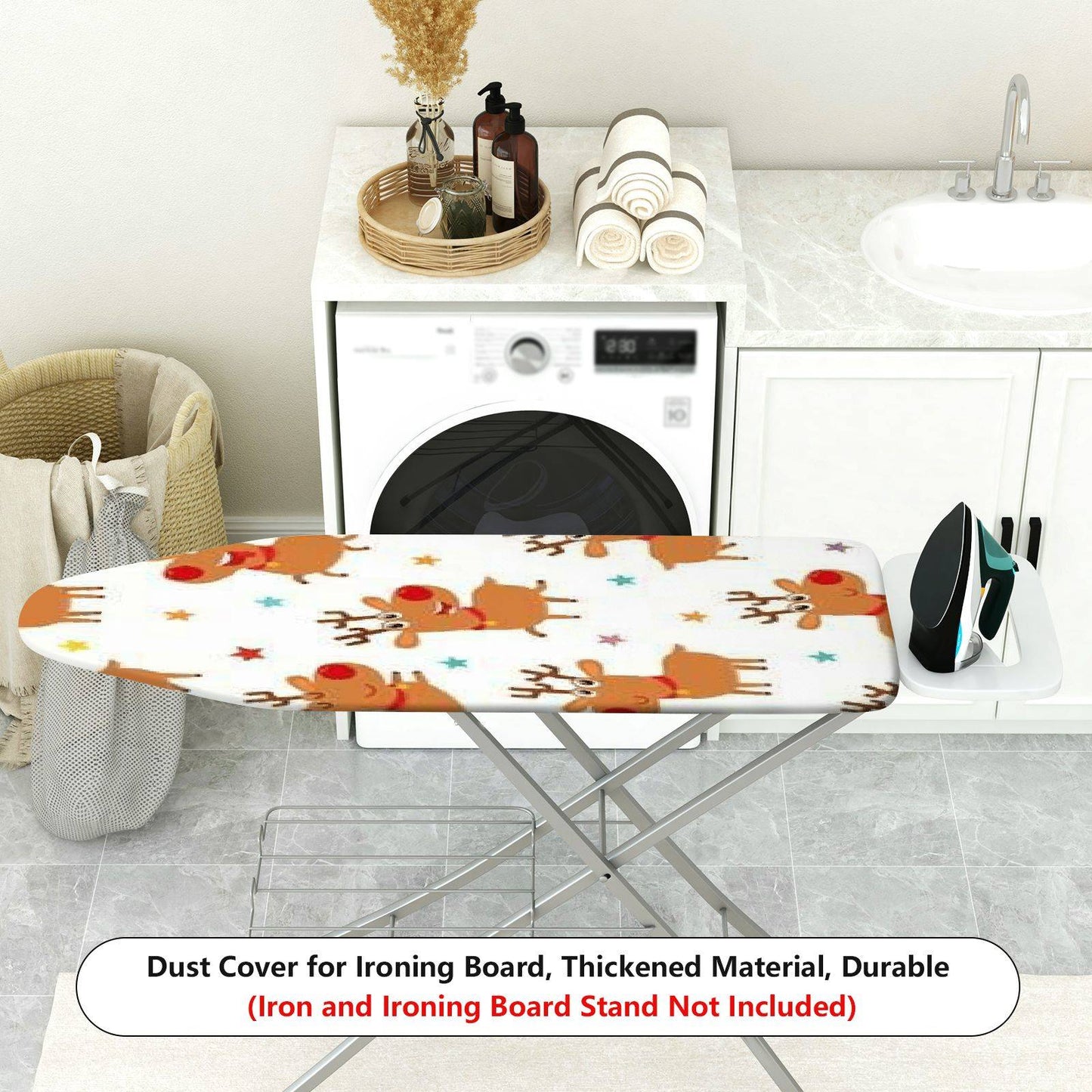 1-Piece Christmas Reindeer Star Pattern  Ironing Board Cover, Universal Size, Without Board
