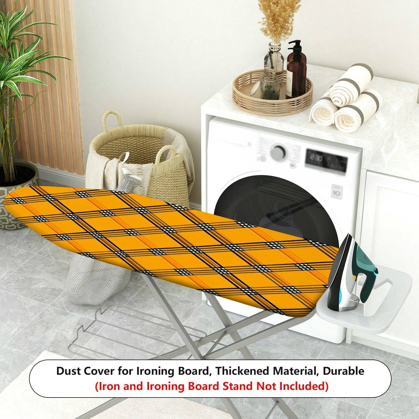 1-Piece Plaid Yellow Pattern  Ironing Board Cover, Universal Size, Without Board