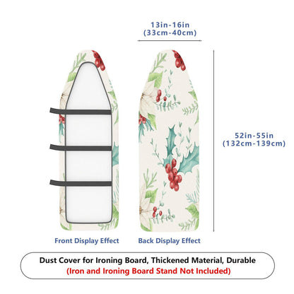 1-Piece Christmas Holly Poinsettia  Ironing Board Cover, Universal Size, Without Board