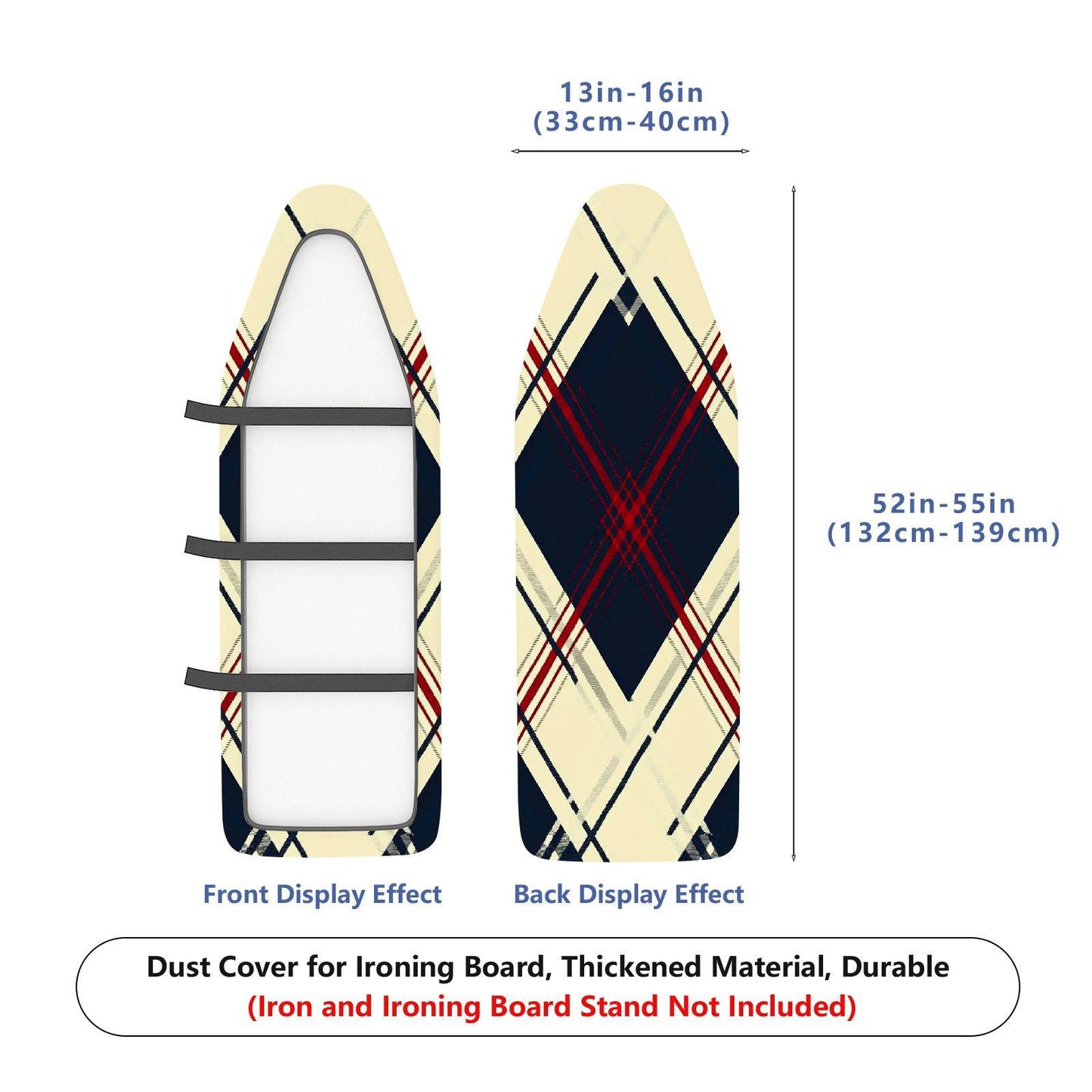 1-Piece Plaid Diamond Red  Ironing Board Cover, Universal Size, Without Board