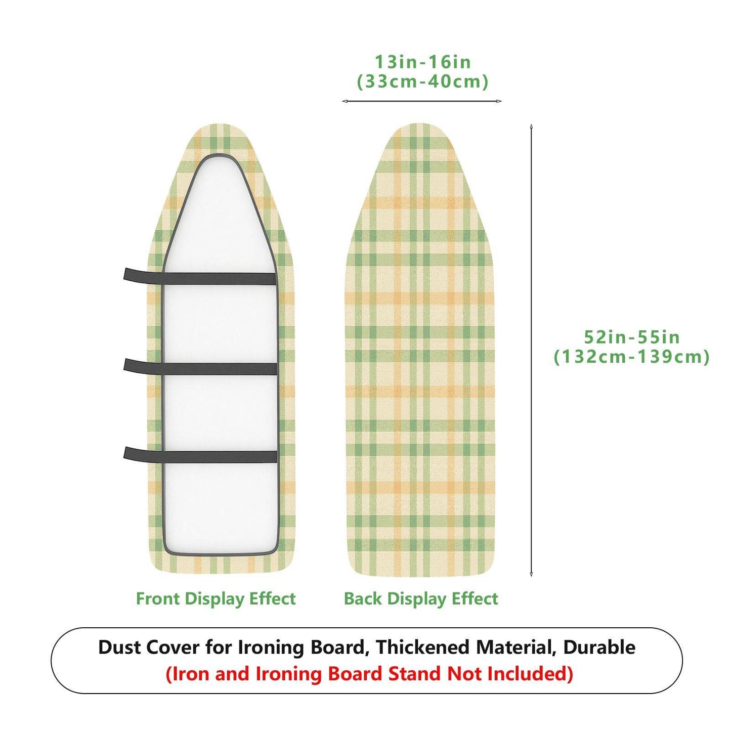 1-Piece Checkered Plaid Pattern Green  Ironing Board Cover, Universal Size, Without Board