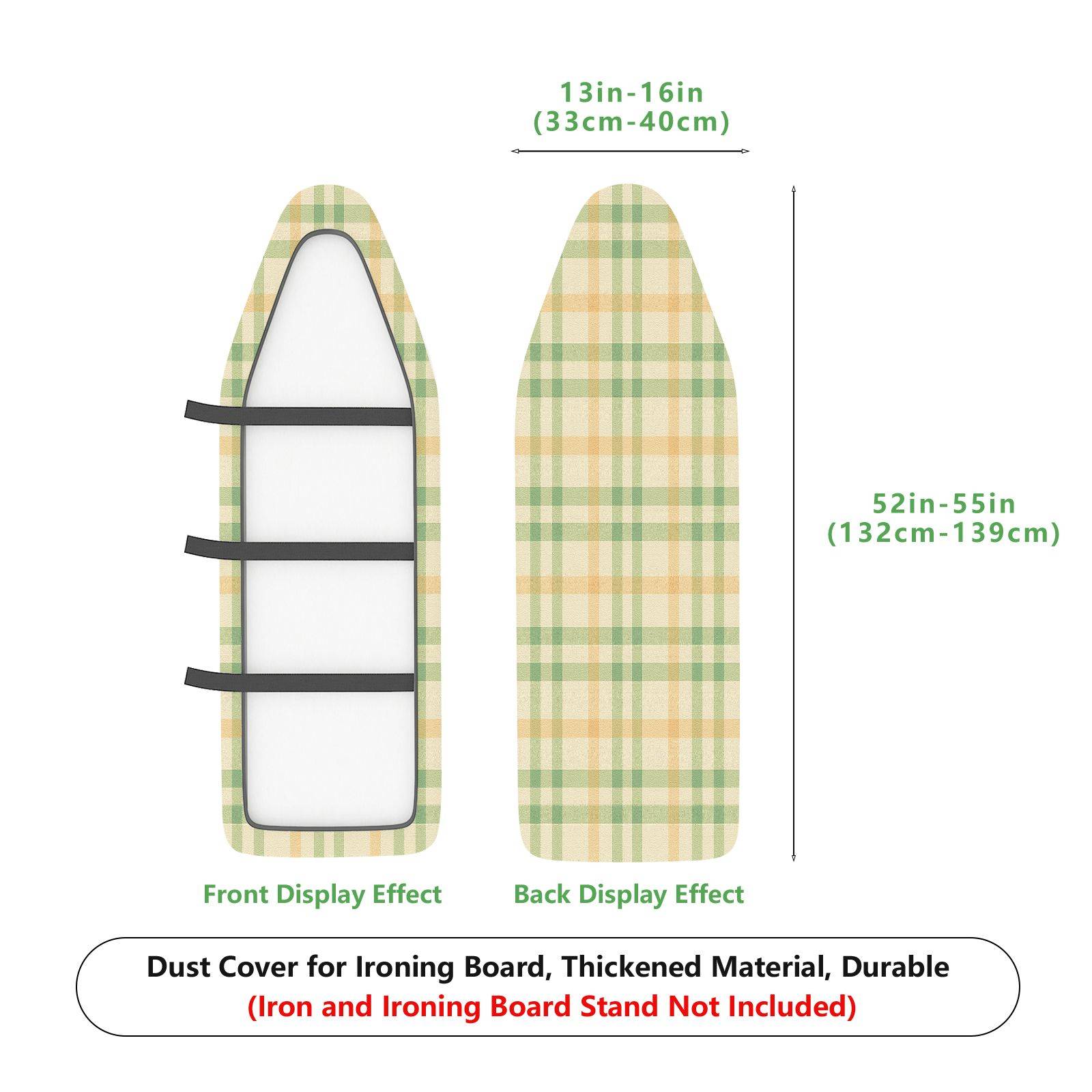 1-Piece Checkered Plaid Pattern Green  Ironing Board Cover, Universal Size, Without Board