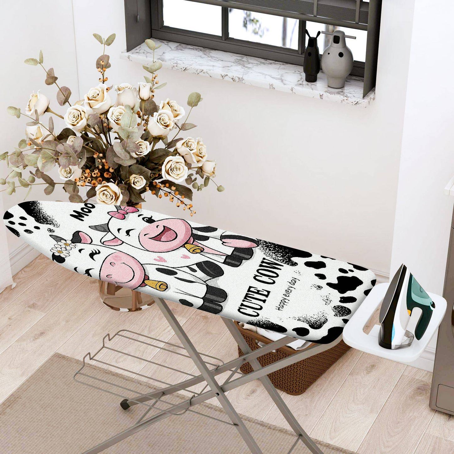 1-Piece Cute Cow Fun  Animal  Ironing Board Cover, Universal Size, Without Board